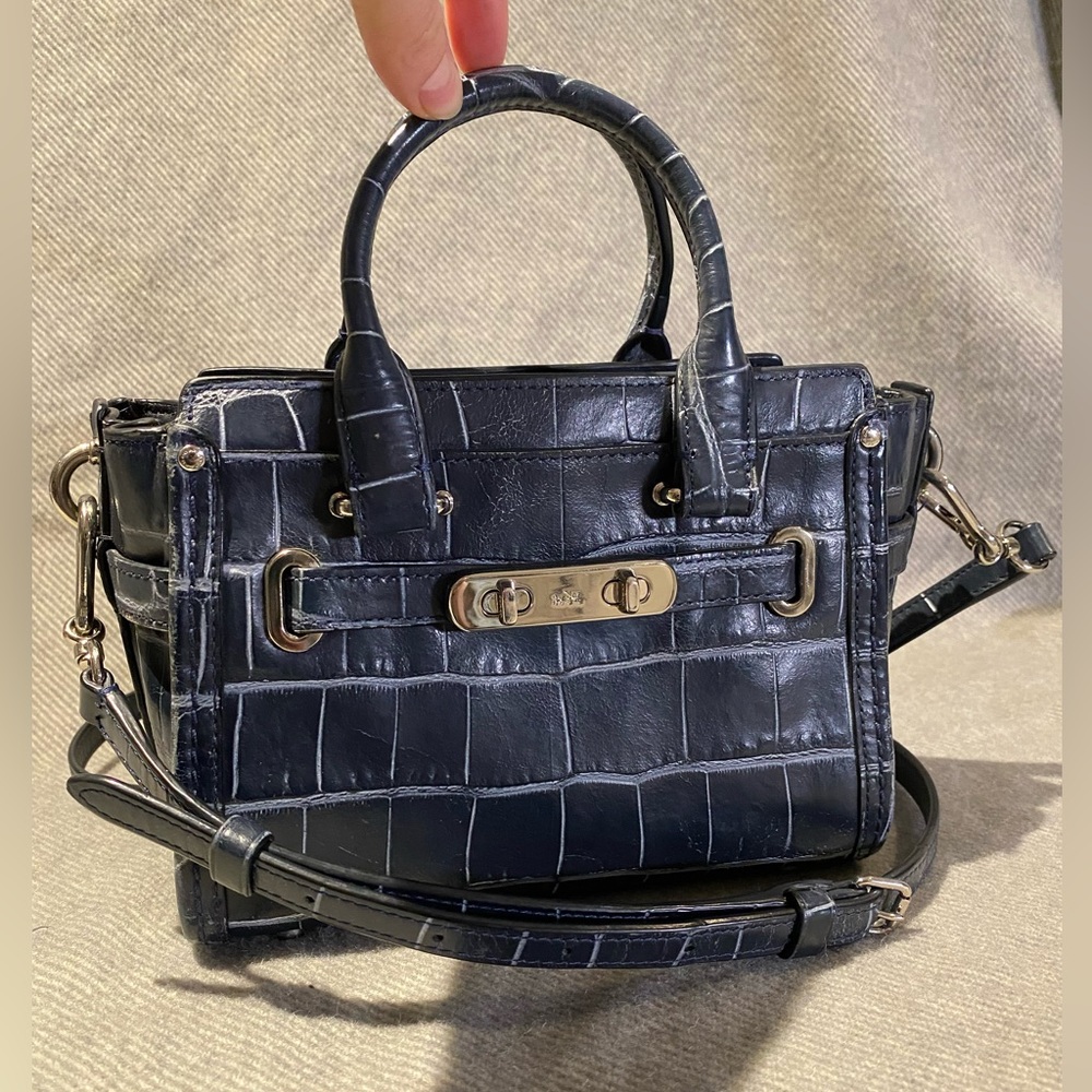Coach Swagger Crocodile Leather Satchel Bag